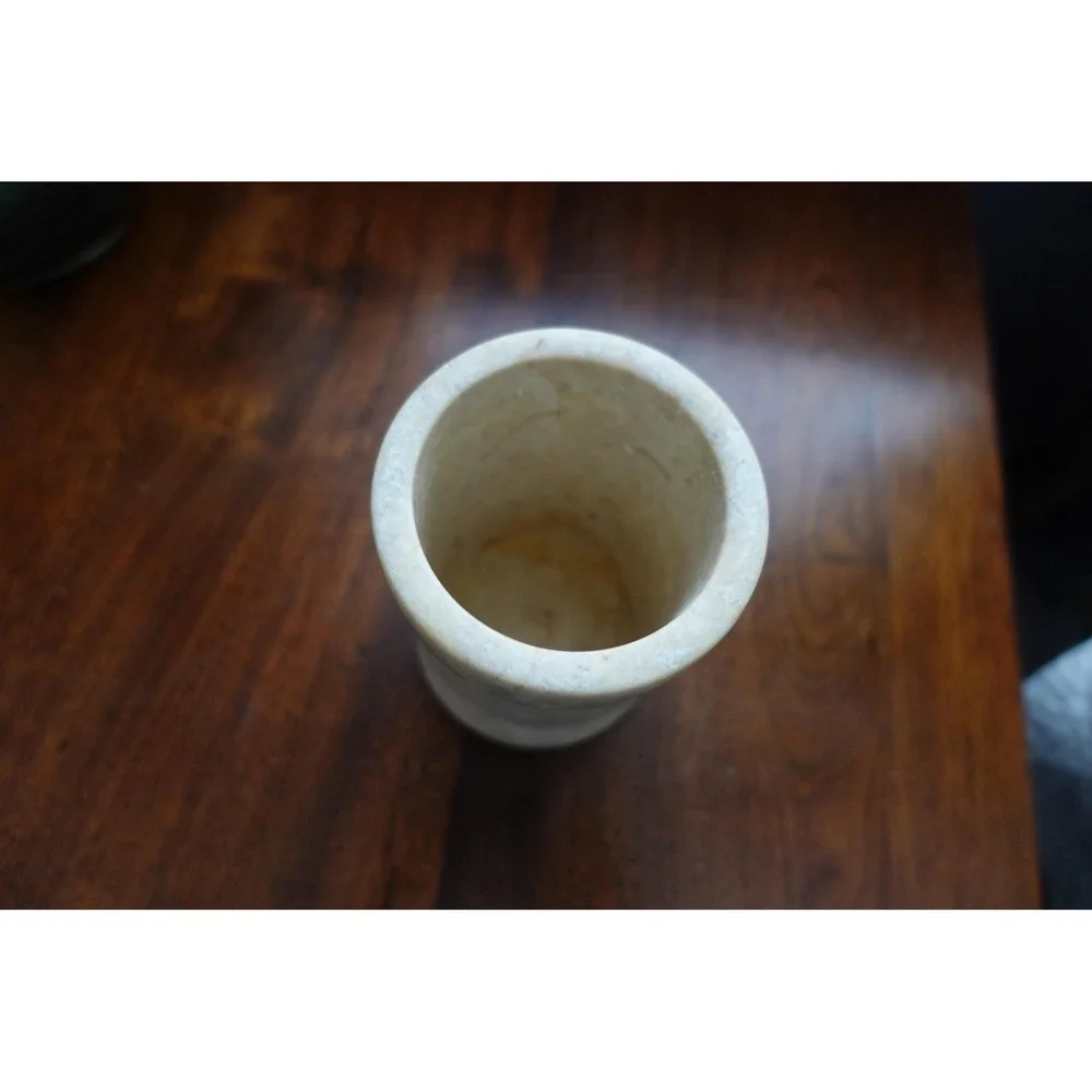 Vintage‎ marble solid tumbler cream color 4.5x 3 inches
